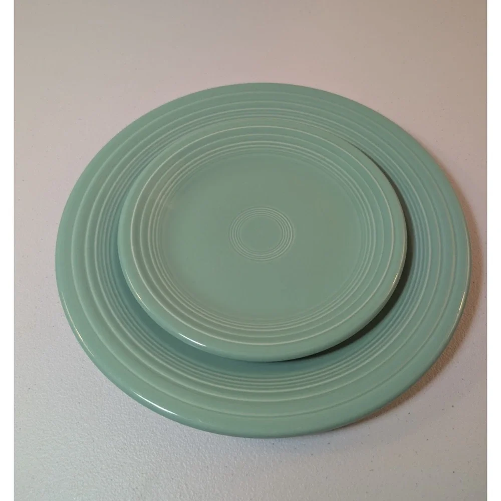 Fiesta Turquoise Dinner Plate & Salad Plate Homer Laughlin Set of 2